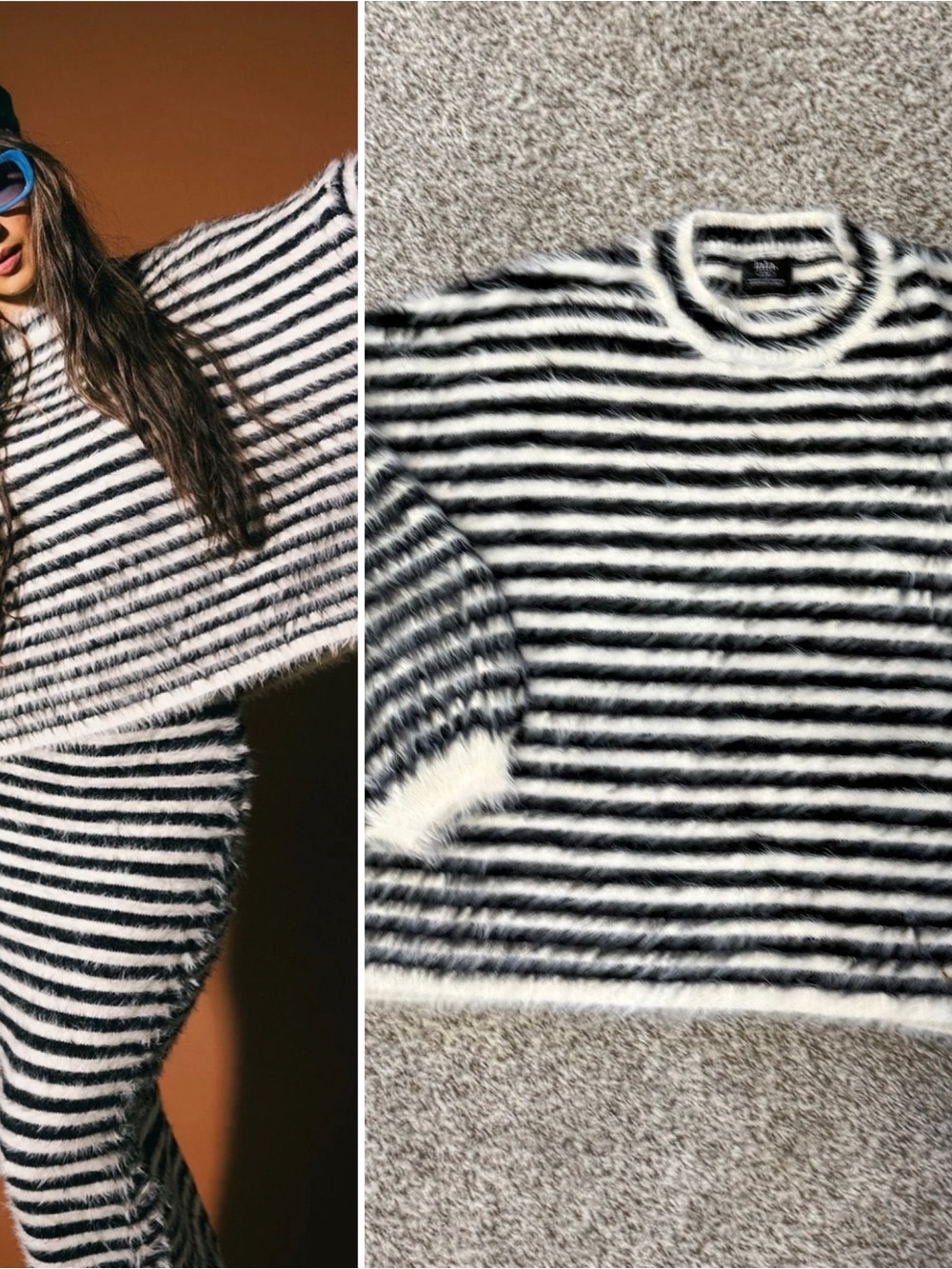 Dressed in LALA Love Sick Striped Fuzzy Sweater
